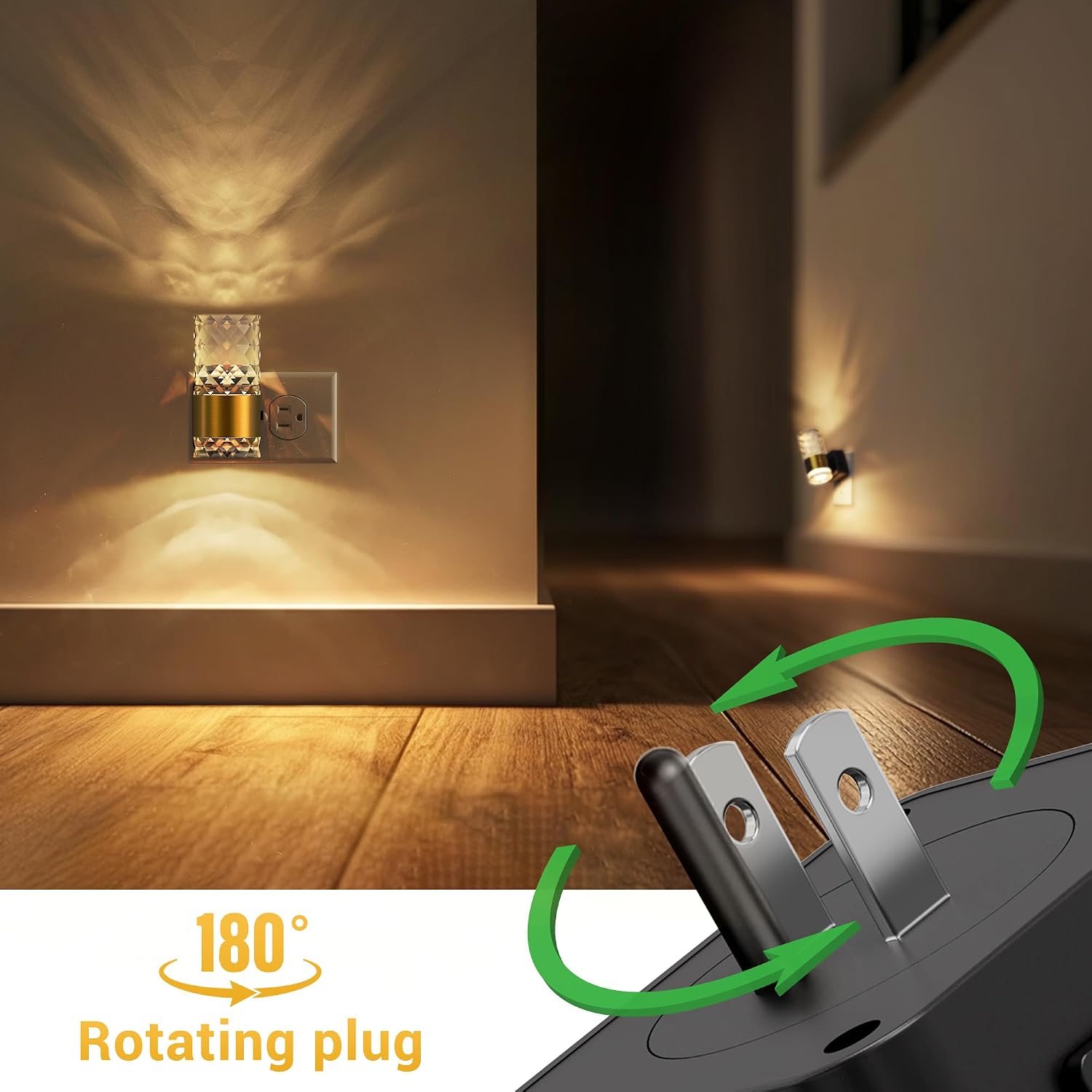 L LOHAS LED Night Light, Modern Night Lights Plug into Wall, 3000K Soft Warm 0-100LM Adjustable Night Lights, Automatic Nightlights Plug…