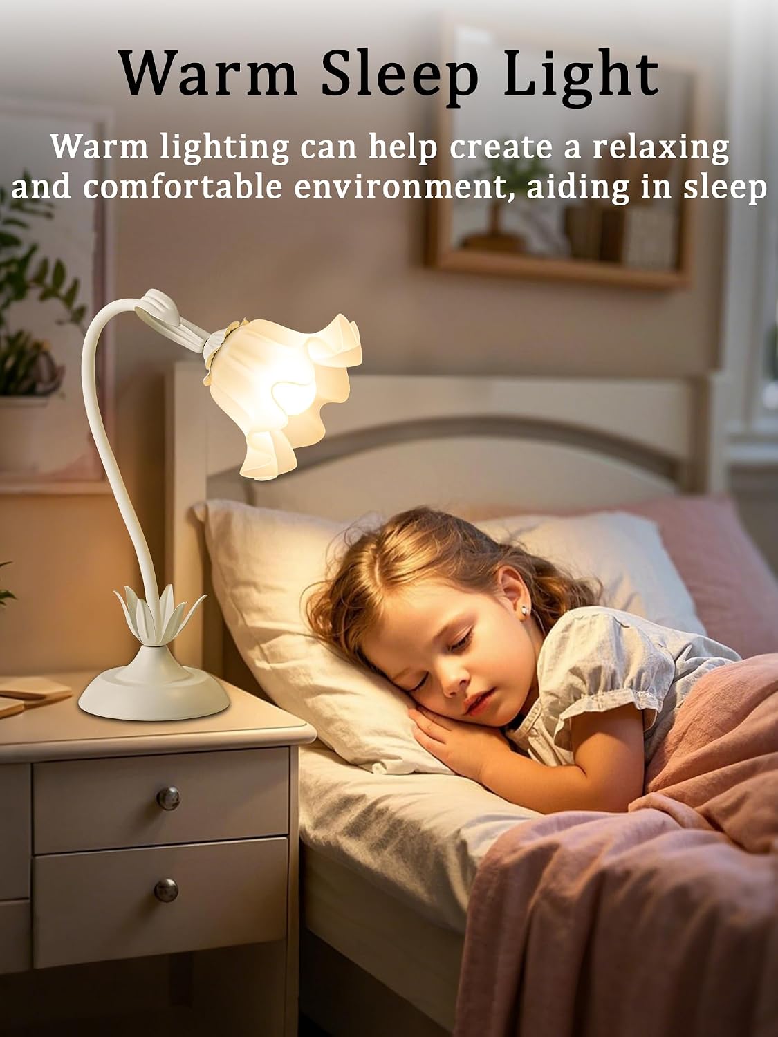 Flower Table Lamp, Bedside Table Lamp for Bedroom LED Reading Light 3 Color Modes, Vintage Flower Lamp Kawaii Table Lamps Desk Living Room…