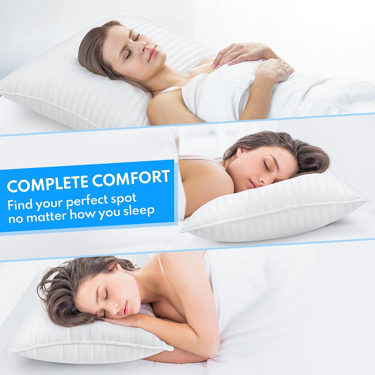 Standard Size Bed Pillows Set of 2 - Breathable Premium Down Alternative Pillows for Side, Back, and Stomach Sleepers Hotel Quality…