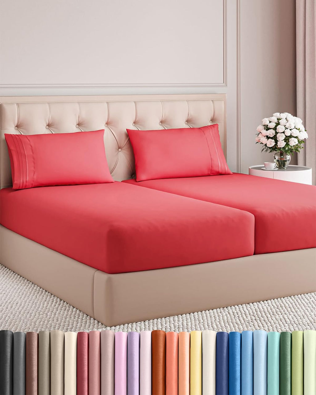 Split King Size 5 Piece Sheet Set - Comfy Breathable & Cooling Sheets - Hotel Luxury Bed Sheets for Women & Men - Deep Pockets, Easy-Fit…