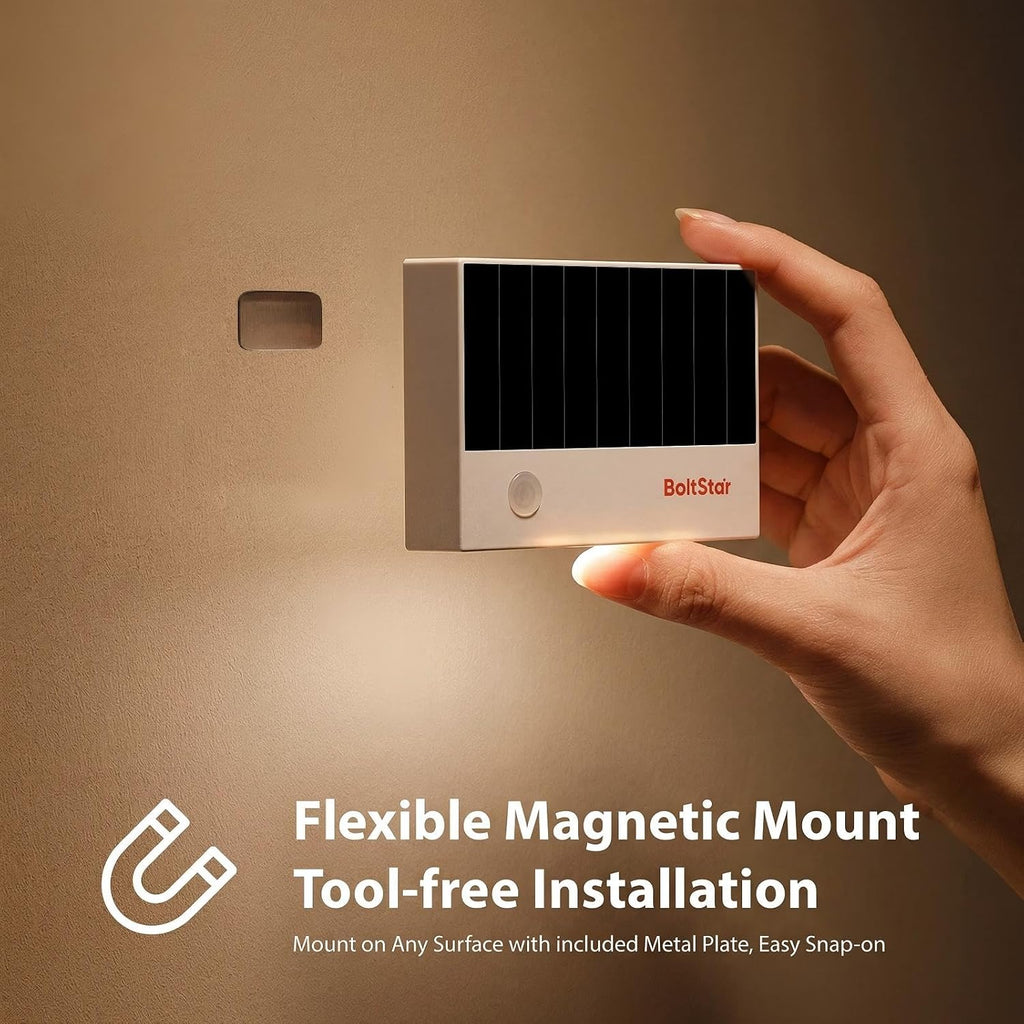 Solar Night Light Indoor: Motion Sensor Night Light with No Charging Needed, Magnetic Wall Mount for Stairway, 3000K Soft Warm Light for…