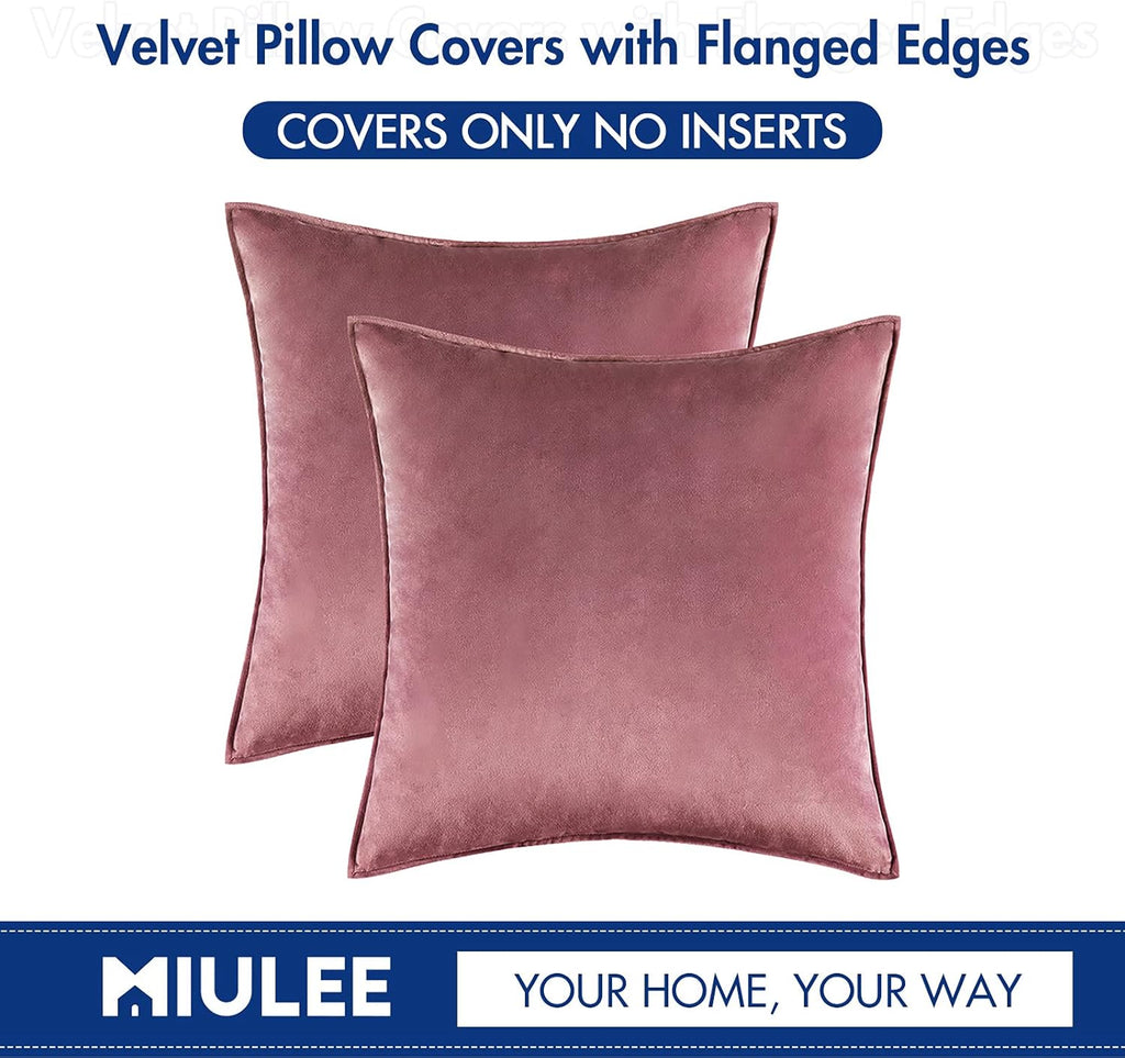 Miulee Jam Velvet Throw Pillow Covers 20x20 Soft Decorative Solid Square Cushion Cases Pack of 2 Modern Luxury Home Decor for Couch, Sofa,…