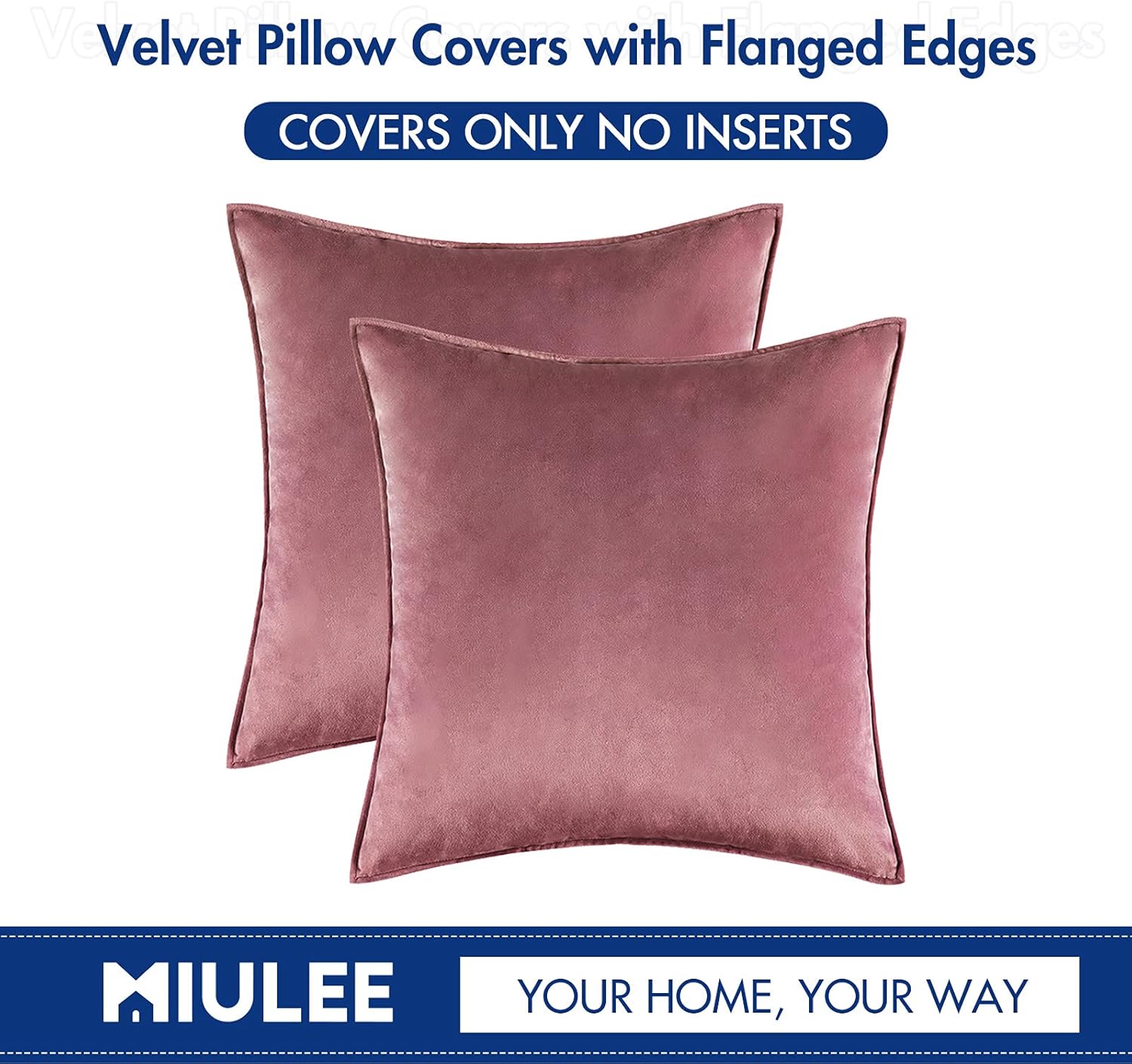 Miulee Jam Velvet Throw Pillow Covers 18x18 Soft Decorative Solid Square Cushion Cases Pack of 2 Modern Luxury Home Decor for Couch, Sofa,…