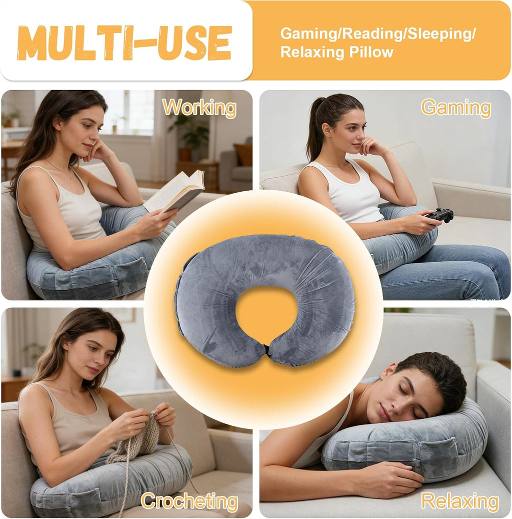 Gawgivdi Reading Pillow for Gaming, Crochet Pillow for Lap Support, Lap Desk Pillow for Sitting in Bed or Sofa, Multi-Purpose Readin…