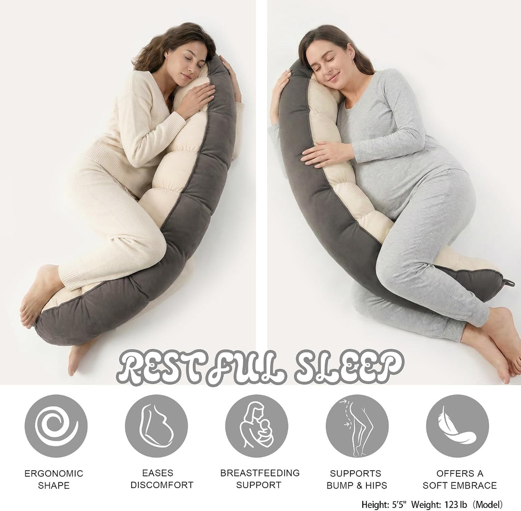 Peallow(Pat. Pend) – Long Round Body Pillow for Adults, Bolster Pillow for Sleeping, Soft and Supportive Pillow for Sleeping & Lumbar…