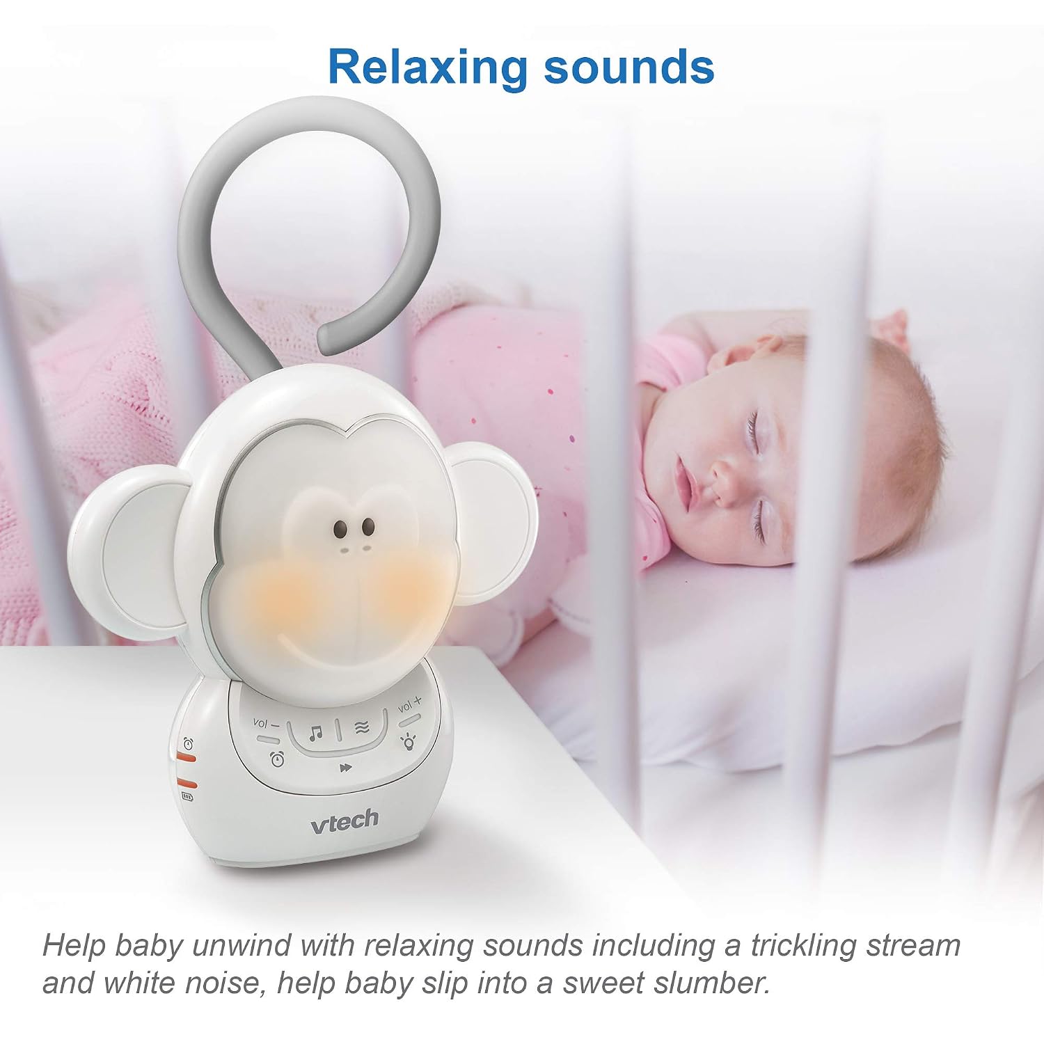 VTech Communications BC8211 Myla The Monkey Baby Sleep Soother with a White Noise Sound Machine Featuring 5 Soft Ambient Sounds, 5…