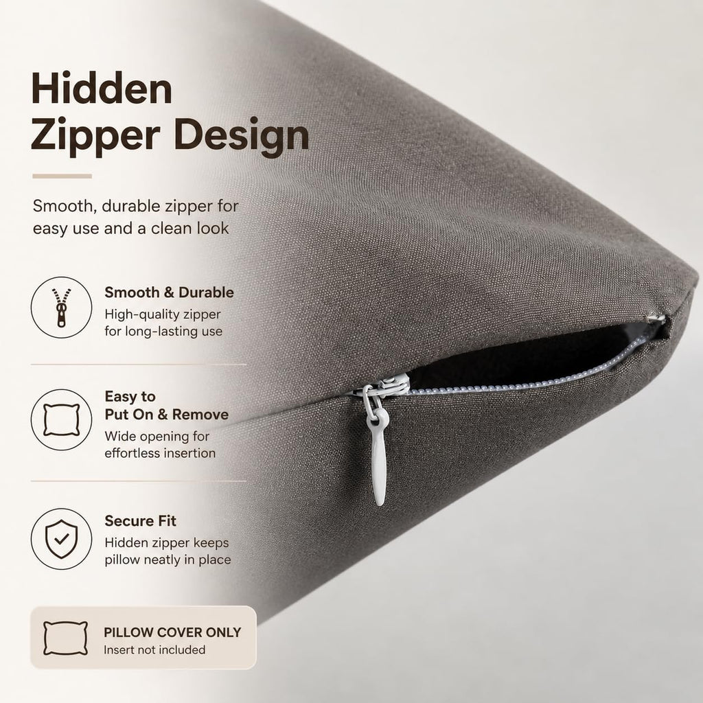 Evolive 300 Thread Count 100% Cotton Body Pillow Cover, 21" x 54", Soft Breathable Replacement Pillow Case with Hidden Zipper Closure (Char…