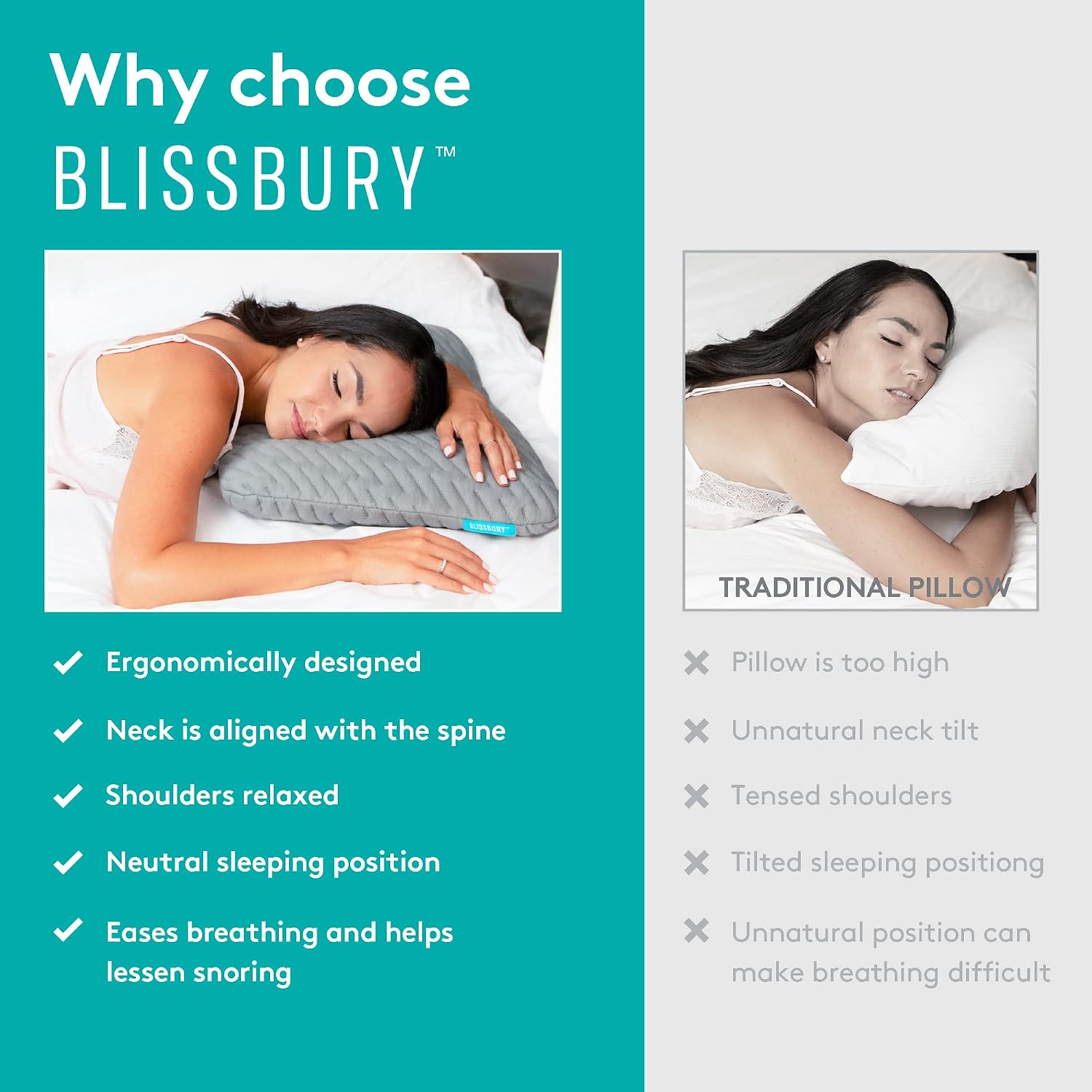 BLISSBURY 3.3 Inch Cooling Super Thin Pillow for Sleeping | Flat for Stomach & Back Sleeper | Cooling Memory Foam to Provide Comfort When…
