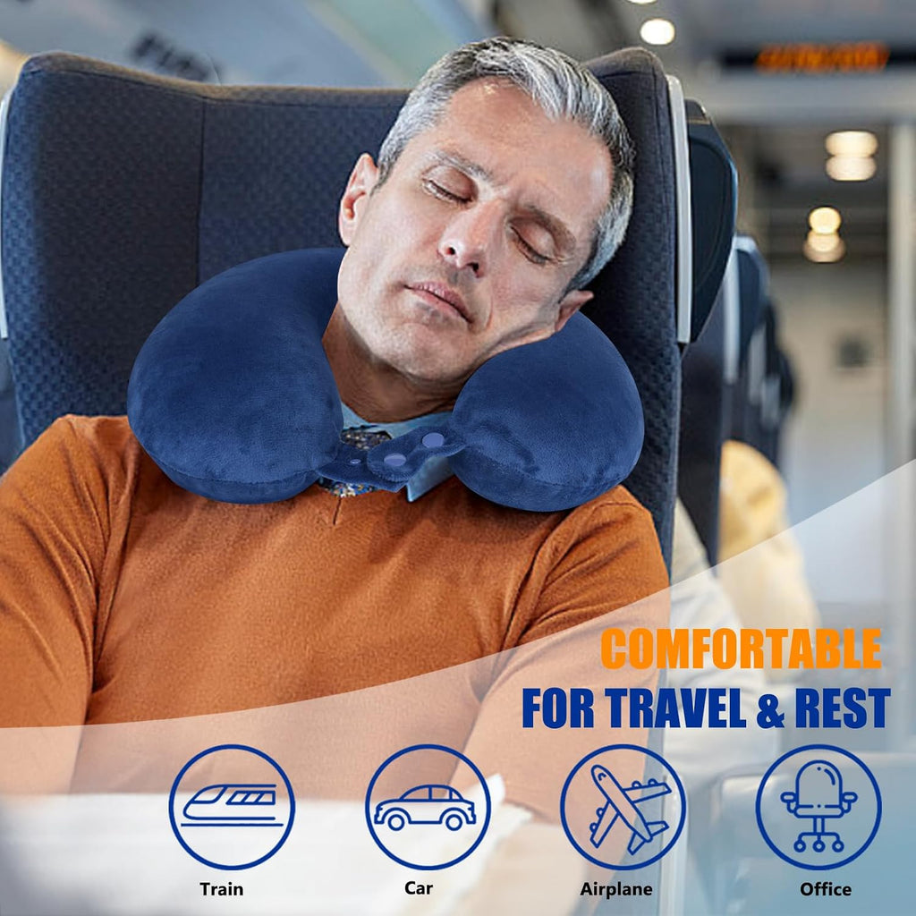 Saireider Travel Pillow 100% Memory Foam Airplanes Neck Pillows -help reduce The Heads from Falling Forward Travel Neck Pillows with…
