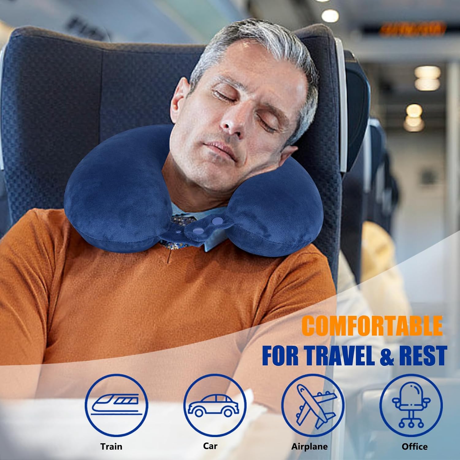 Saireider Travel Pillow 100% Memory Foam Airplanes Neck Pillows -help reduce The Heads from Falling Forward Travel Neck Pillows with…