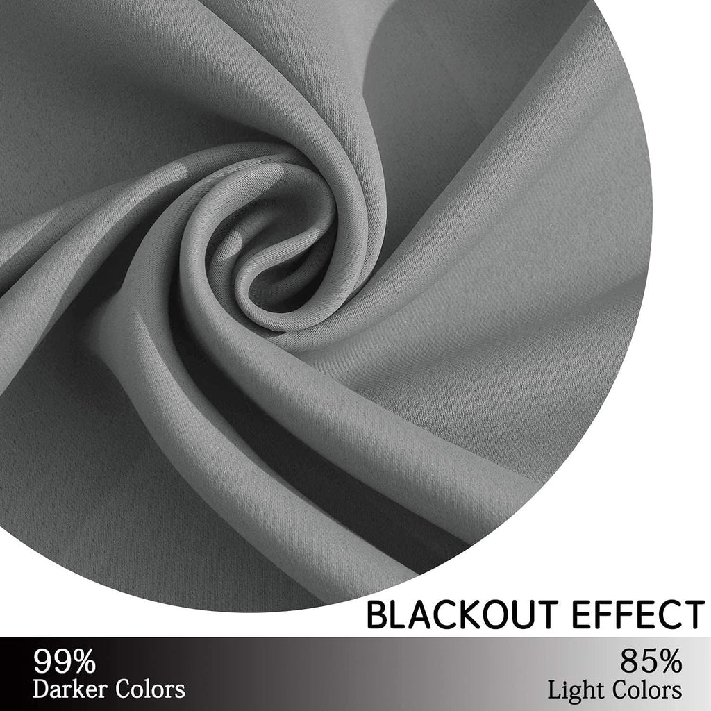 Yakamok 84 Inch Length Grey Blackout Curtains for Bedroom, Thermal Insulated Room Darkening Grommet Top Window Drapes for Living Room,42W…