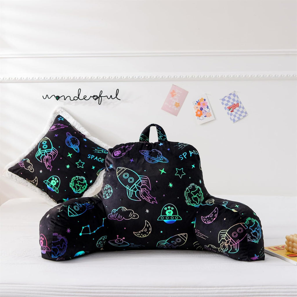 Aimuan Rockets Reading Pillow Merry Bed Rest Wedge Backrest Pillow with Arms Back Support for Sitting Up in Bed Cushion Incline Rest…