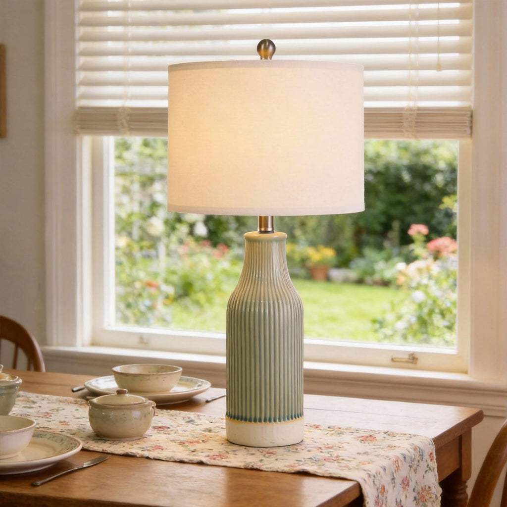 23.75" Modern Ceramic Table Lamps Set of 2, Stylish Bedside Lamps for Bedroom, Gorgeous Lamps for Nightstand, Lamps for Living Room…