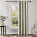 ChrisDowa Blackout Curtains 90 Inches Long for Living Room, Grommet Thermal Insulated Room Darkening Curtains for Bedroom (1 Panel Set, Bei…