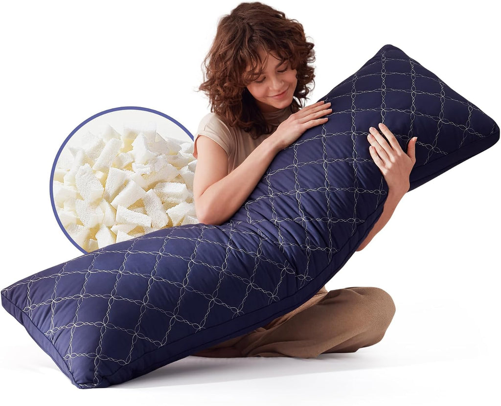 Decroom Memory Foam Body Pillow for Adults, Ultra-Soft Full Body Pillow with Diamond Quilted Cover, Support for Side Sleepers - Machine Was…