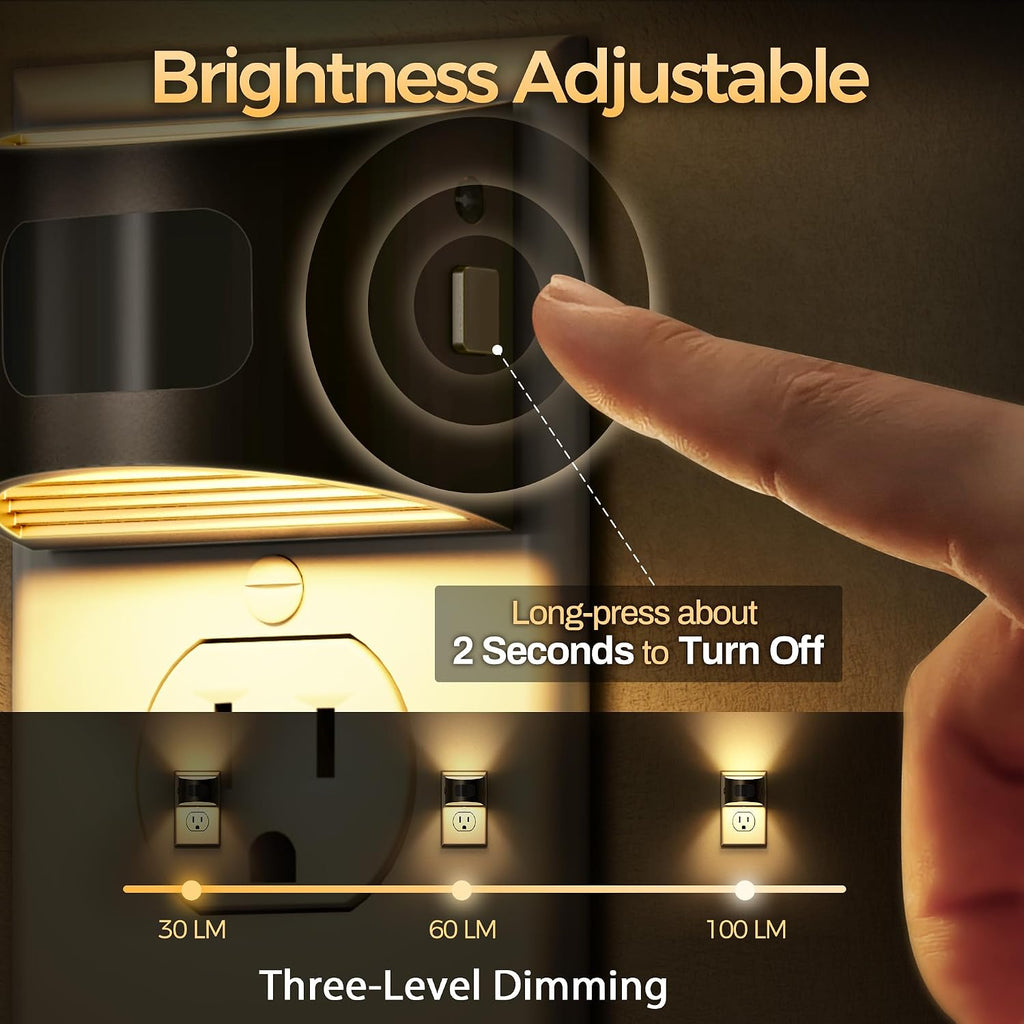 DORESshop LED Night Light[2 Pack], Night Lights Plug into Wall, 3 Mode Plug in Night Light with Motion Sensor, Dusk to Dawn Sensor…