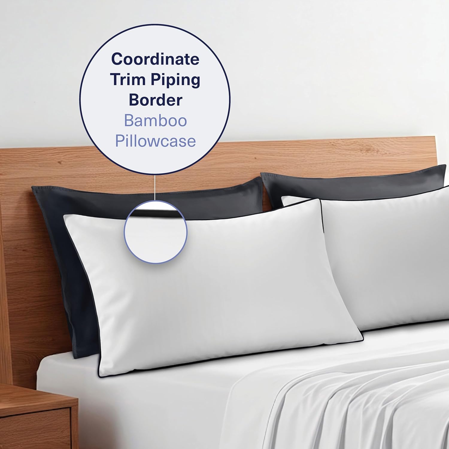 KickoffHome Kickoff Viscose Bamboo Pillowcase, Queen, Set of 2, 100% Organic Hidden Zippered Viscose Bamboo Pillow Case Queen Size, Cooling…