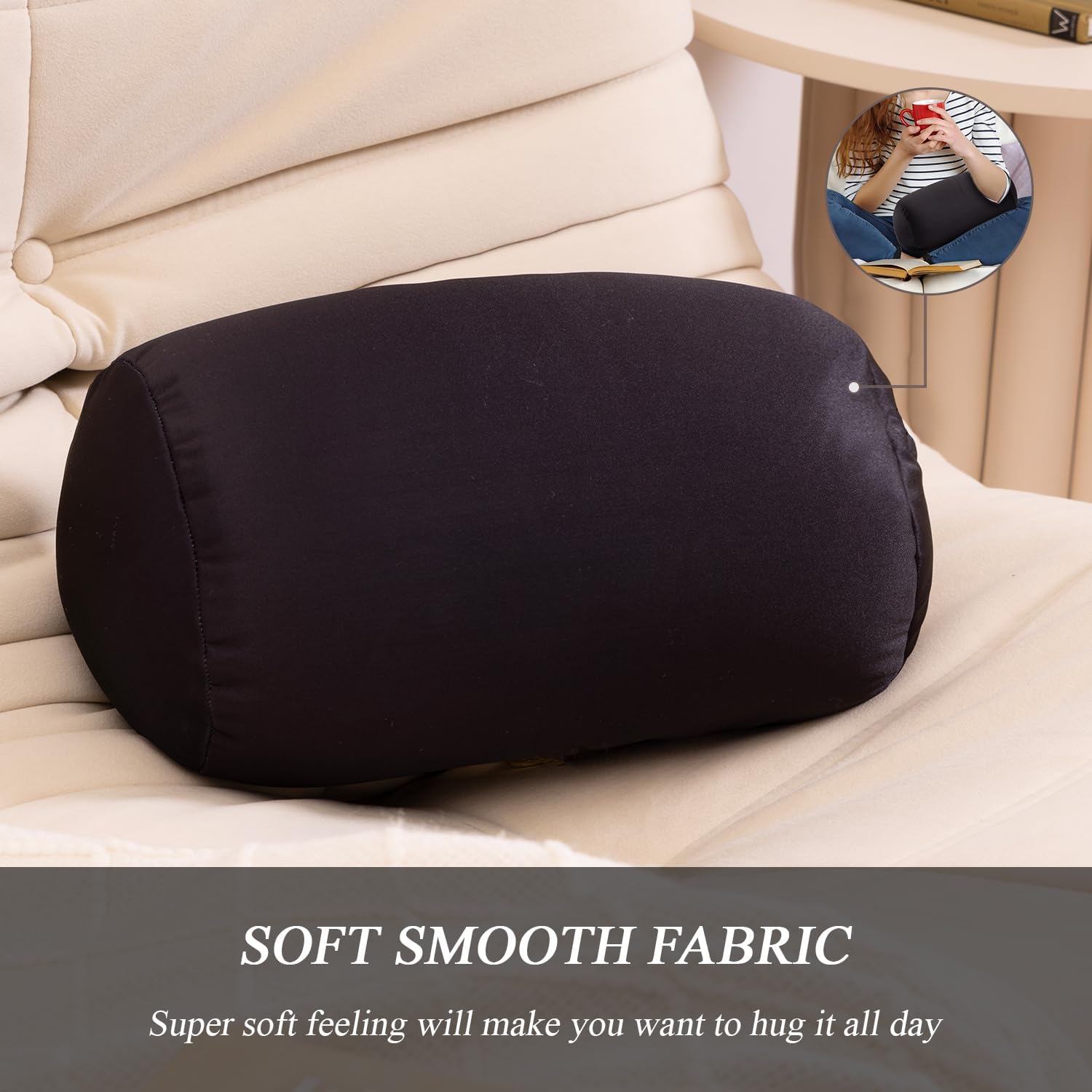 2Pcs Microbead Bolster Tube Neck Bed Body Pillows, 12 x 7 inches Squish Bean Bag Microbead Pillow for Sleeping Home Travel Neck Lumbar…