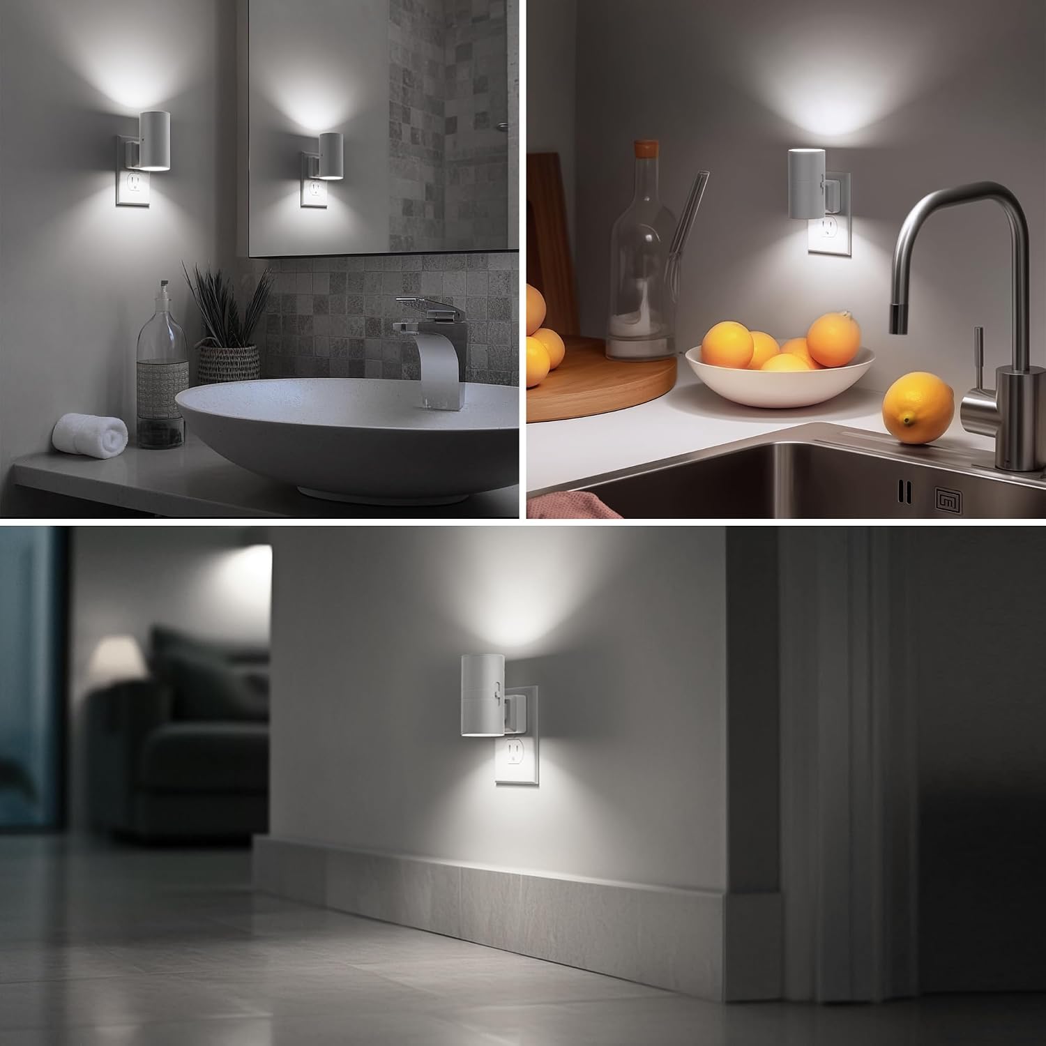 Briignite Night Lights Plug into Wall, Modern LED Night Light Plug in, Dusk to Dawn Sensor, 5000K Daylight, 0-100LM Adjustable…