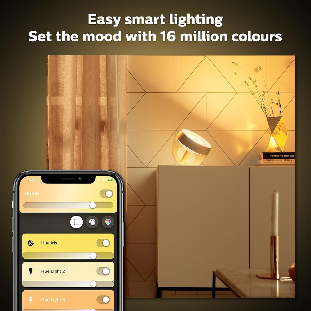 Philips Hue Iris Smart Table Lamp, Gold - White and Color Ambiance LED Color-Changing Light - 1 Pack - Control with Hue App - Compatible…