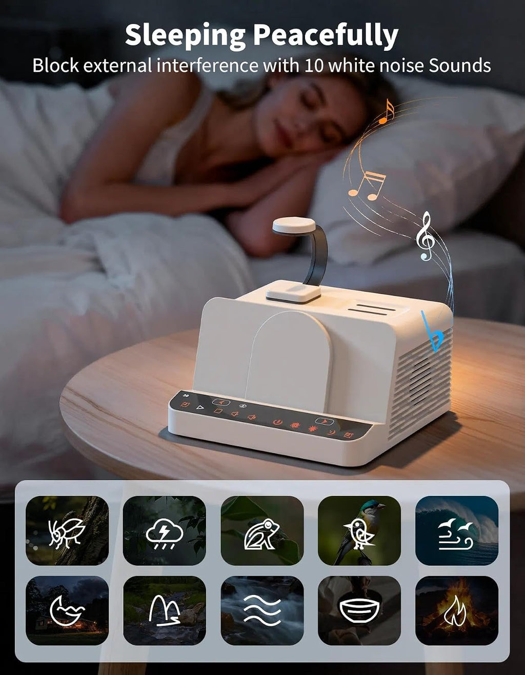 Myplus White Noise Machine, 10 Soothing Sounds Sleep Sound Machine with 15W Wireless Charging Station, 7-Color RGB Night Light, Remote for…