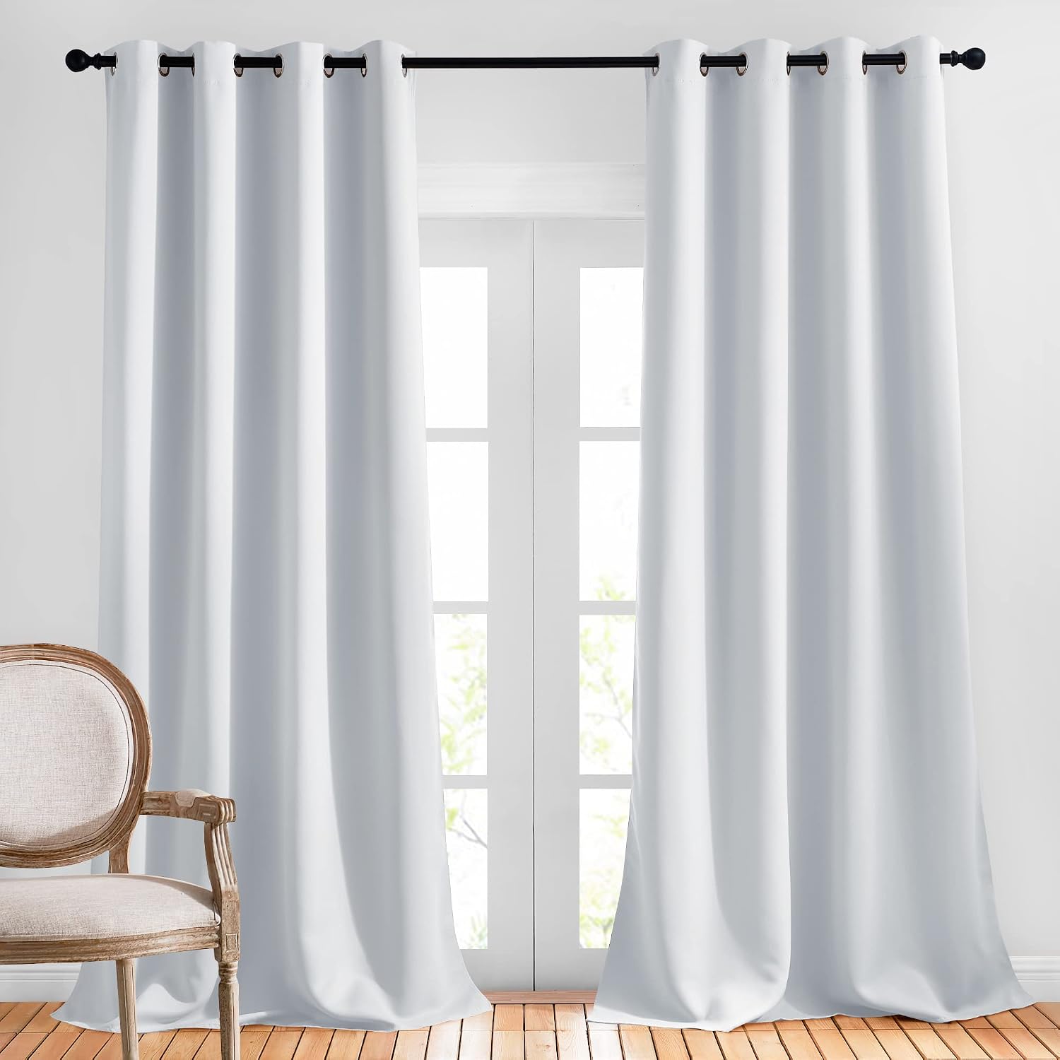 Nicetown Room Darkening 108 inches Long Curtains for Living Room - Ring Top Thermal Insulated Sound Reducing Window Treatment Drapes for Nu…