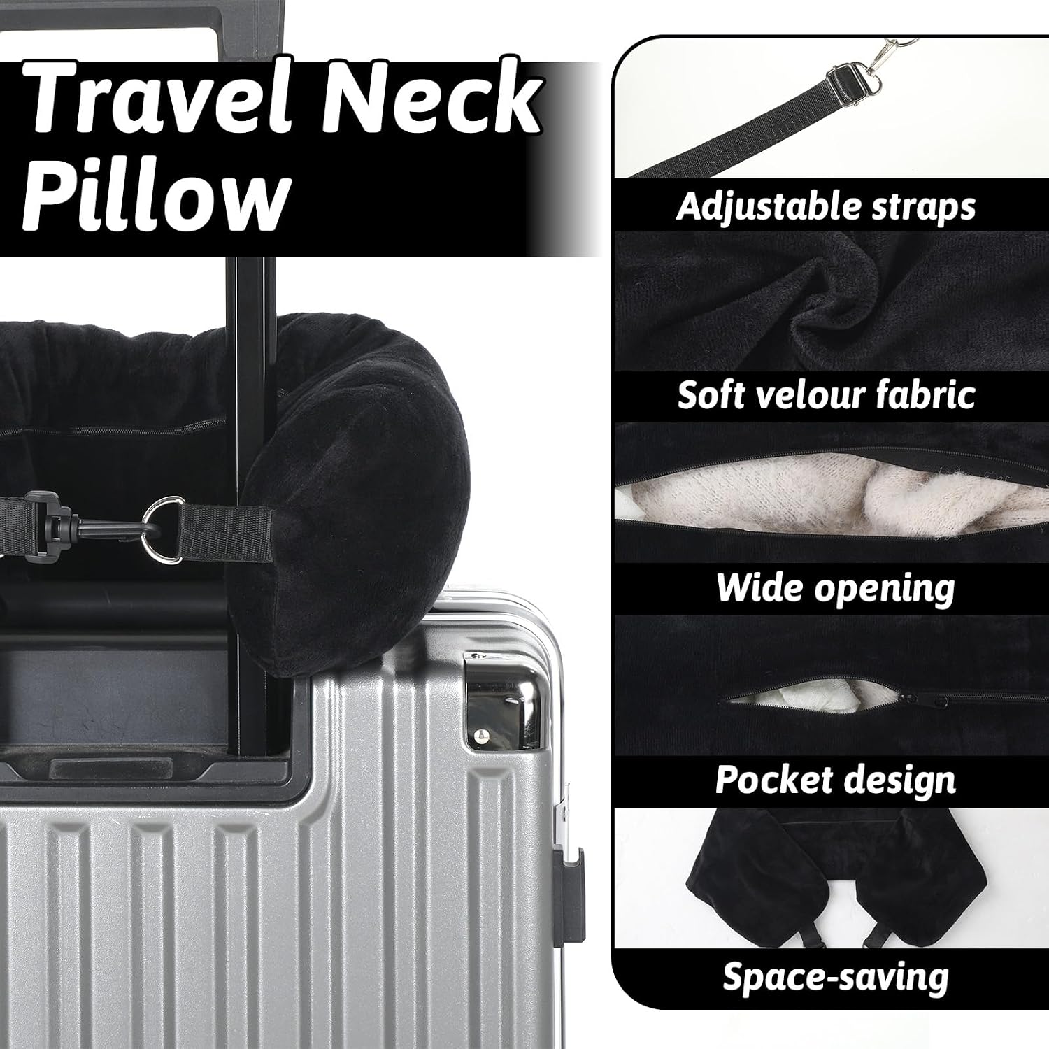 Stuffable Neck Pillow for Travel Adjustable Stuffable Neck Pillow for Airplanes Pillows Stuffed with Clothes Storage No Filler Storage…