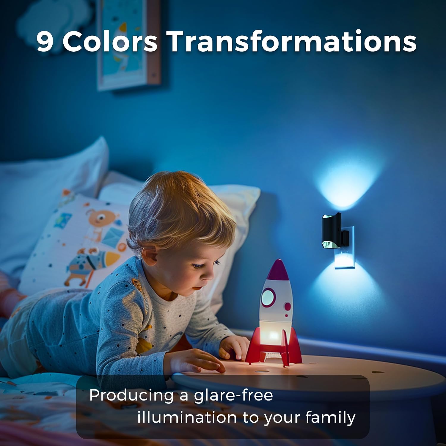 L LOHAS LED Night Lights Plug into Wall, Plug in Night Light with Dusk to Dawn Sensor, Color Changing Nightlight for Kids Hallway Bedroom…