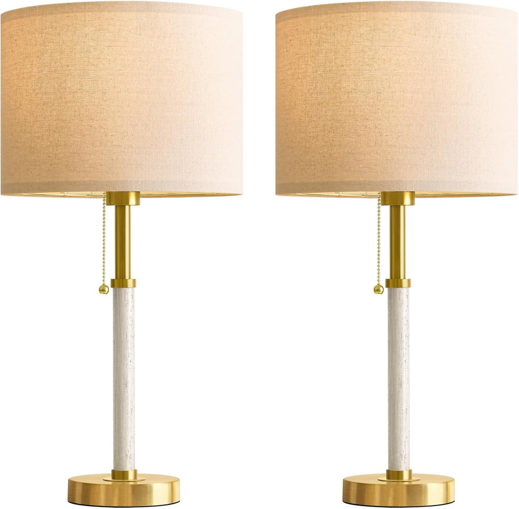 G-SAFAVA 22" Table Lamps Mid Century Modern Lamps for Bedroom Living Room Bedside Lamps for Night Stands Wood Nightstand Lamp Gold Small…
