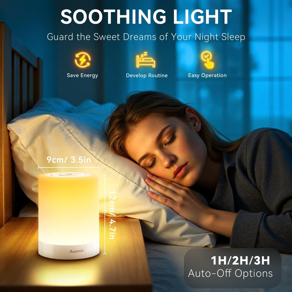 Auxmir Nursery Night Light for Baby, Rechargeable Touch Lamp for Breastfeeding & Diaper Changes, 256 RGB Colors 5 Brightness Levels, 1/2/3H…