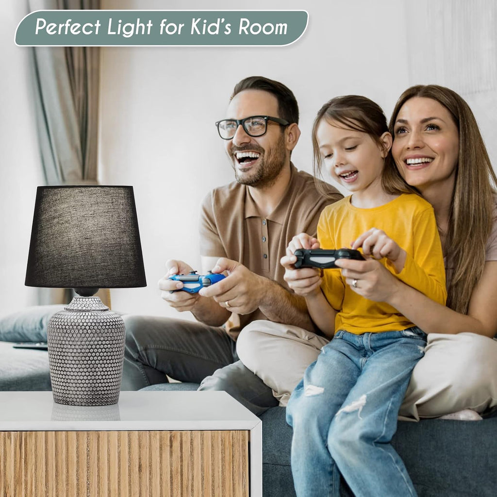 Sucolite 11.8'' Small Table Lamps Set of 2, Bedside Nightstand Lamps for Bedroom Kid’s Room, Cute Desk Lamps with Studded Texture Base…