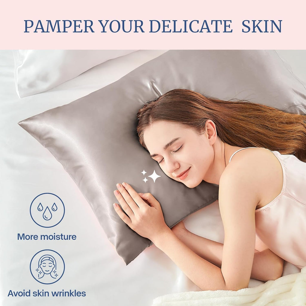 Bedelite Satin Pillowcase for Hair and Skin, Super Soft and Cooling Similar to Silk Pillow Cases 2 Pack with Envelope Closure, Gift for Wom…