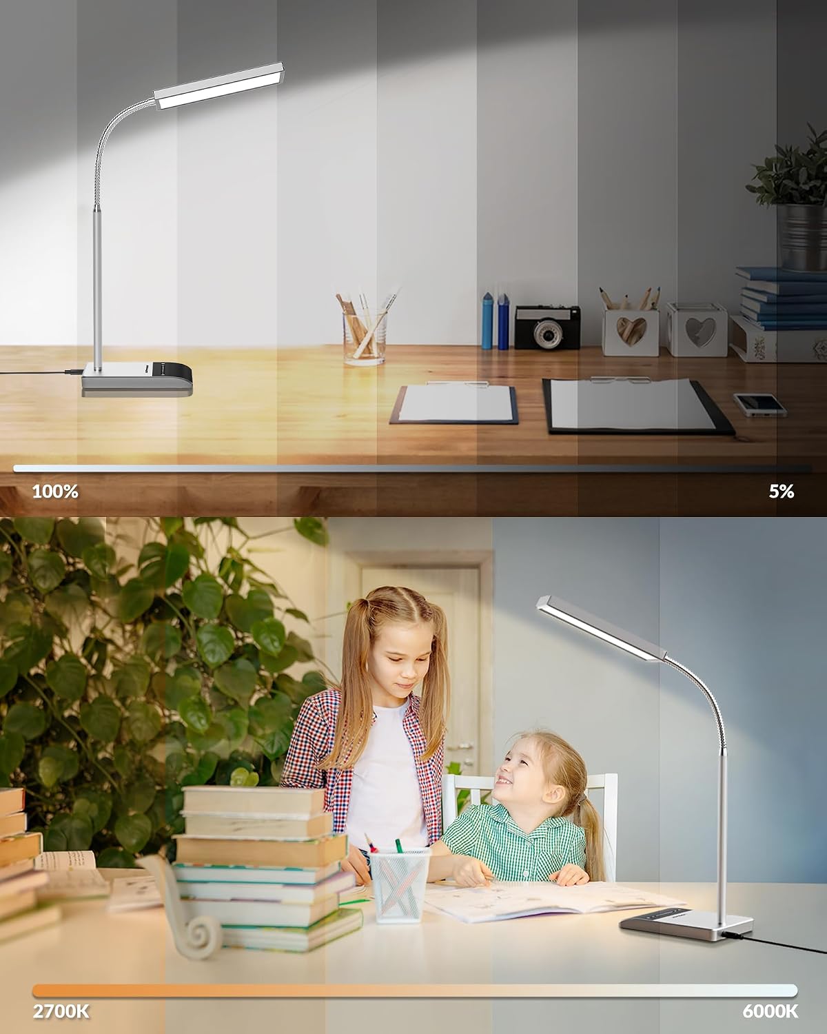 LEPOWER Desk Lamp, 800LM LED for Home Office, 12W Reading for Desk, Eye-Caring Light, Touch Table Gooseneck Lamp, 50 Lighting Modes…