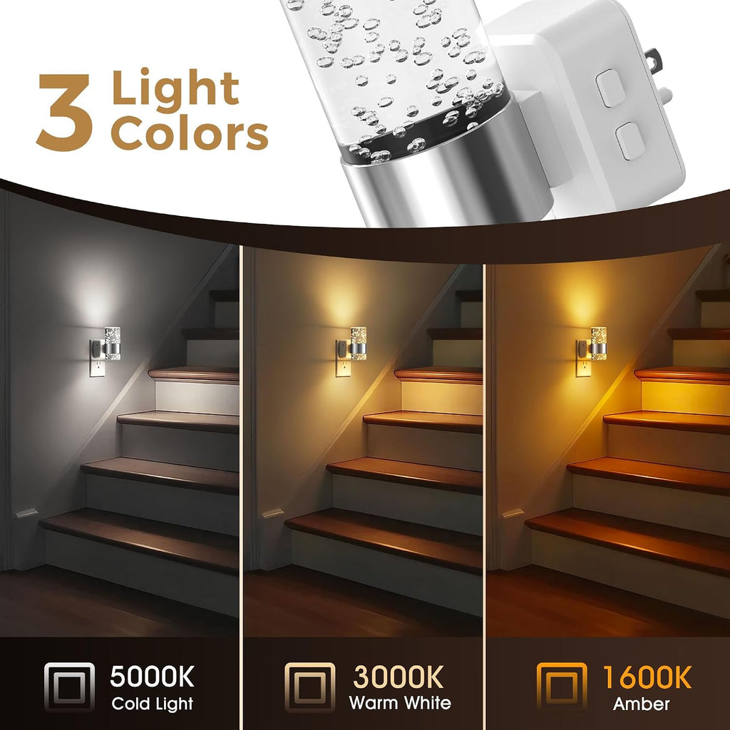 L LOHAS LED Night Lights Plug into Wall, Dimmable Night Light with Dusk-to-Dawn Sensor, Soft White/Cool White/Amber 3 Color Light…