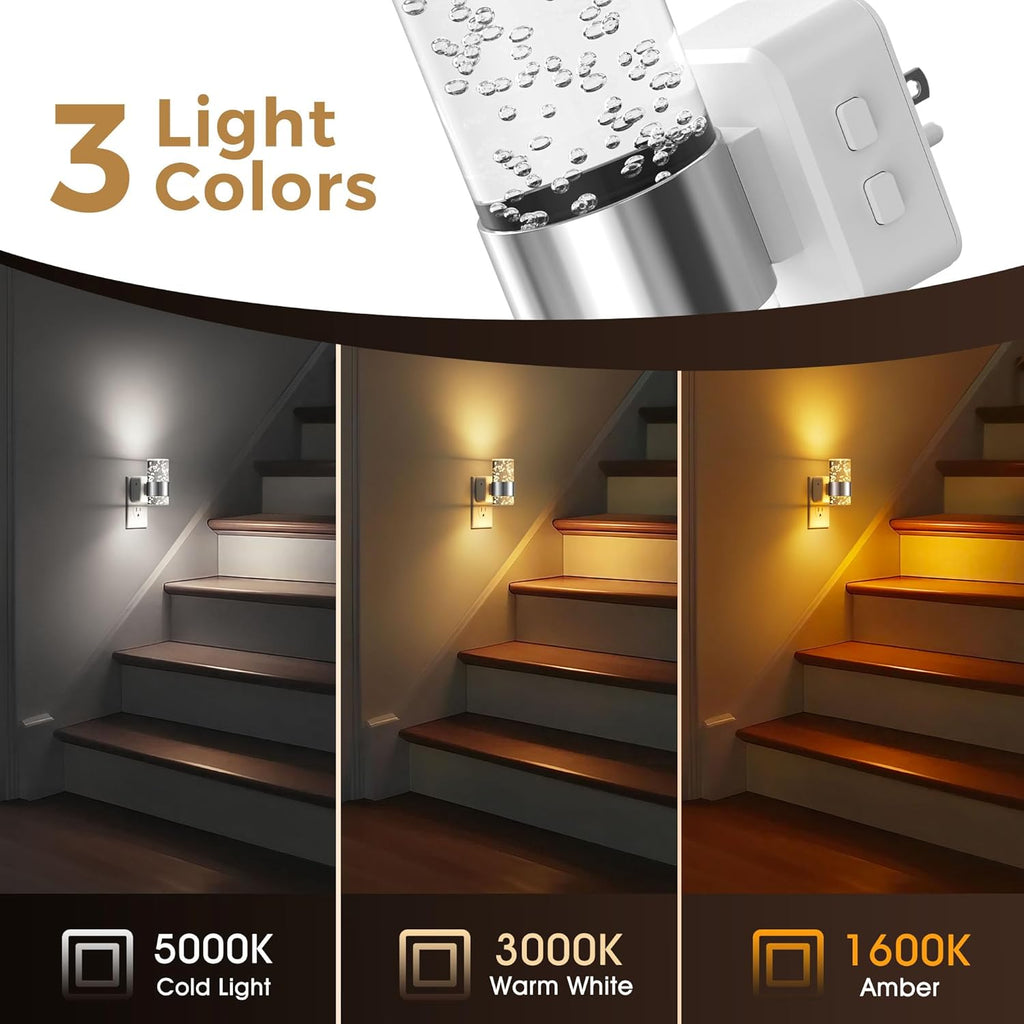 L LOHAS LED Night Lights Plug into Wall 2 Pack, Dimmable Night Light with Dusk-to-Dawn Sensor, Soft White/Cool White/Amber 3 Color Light…