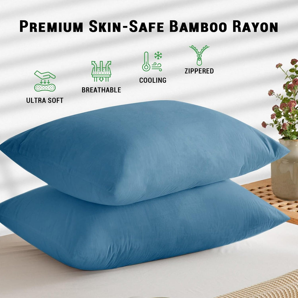 Gogreen Bamboo Rayon Waterproof Pillow Protector, Breathable Pillow Cover, Cooling Pillow Case Protector with Zipper, Super Soft Pillow Cas…