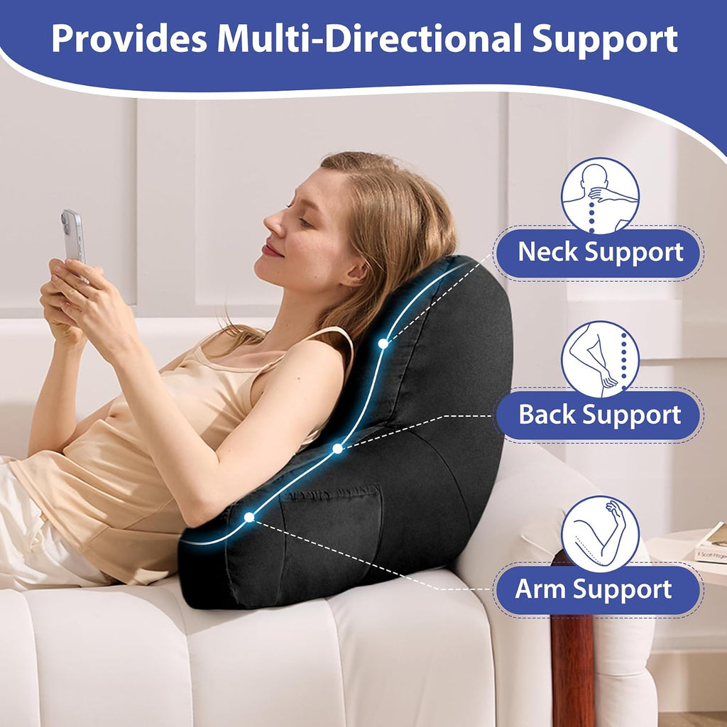 Iaseahk Back Pillow for Bed Sitting Up, Reading Pillows for Beds, Bed Pillow for Sitting up, Backrest Pillows with Arms for Adult, Filled w…