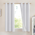 NICETOWN 100% Absolutely Blackout Linen Curtains with Thermal Insulated White Liner, White, 42 inches Wide, 63 inches Length Energy…