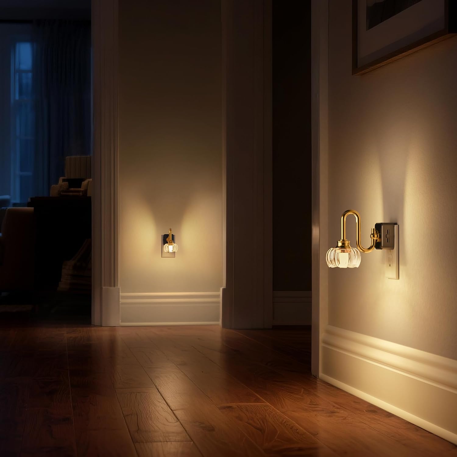 DORESshop LED Night Light[2 Pack], Night Lights Plug into Wall, 0%-100% Silde Brightness Adjustable Plug in Night Light, Dusk to Dawn Senso…