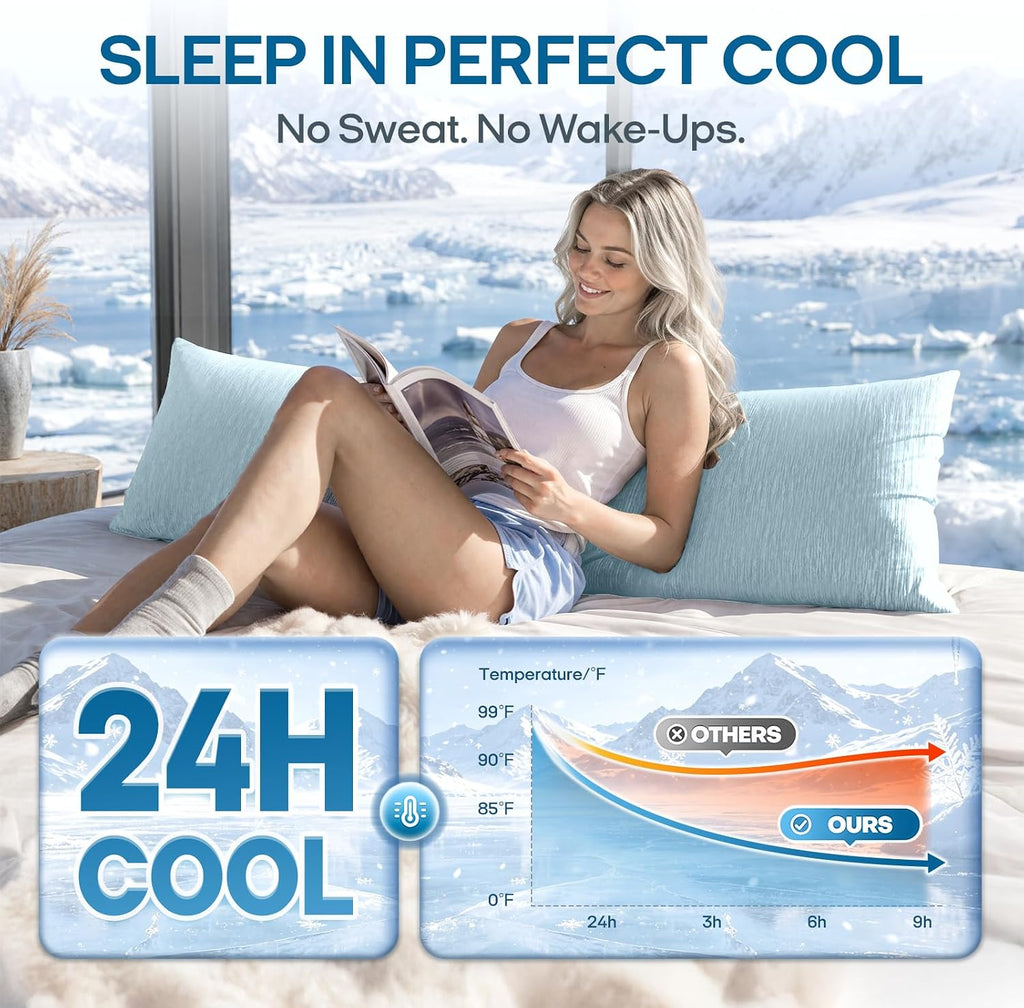 Zonli Cooling Body Pillowcase for Hot Sleepers, Breathable Body Pillow Cover, Double-Sided Cooling Fabric, Soft Silky Touch, Ideal for Nigh…