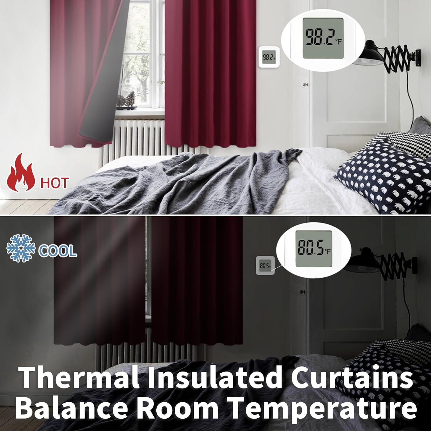 BGment Full Blackout Curtains with Thermal Insulation Liner Curtains 95 Inches Long, Rod Pocket and Back Tab Double Layer Room Darkening…