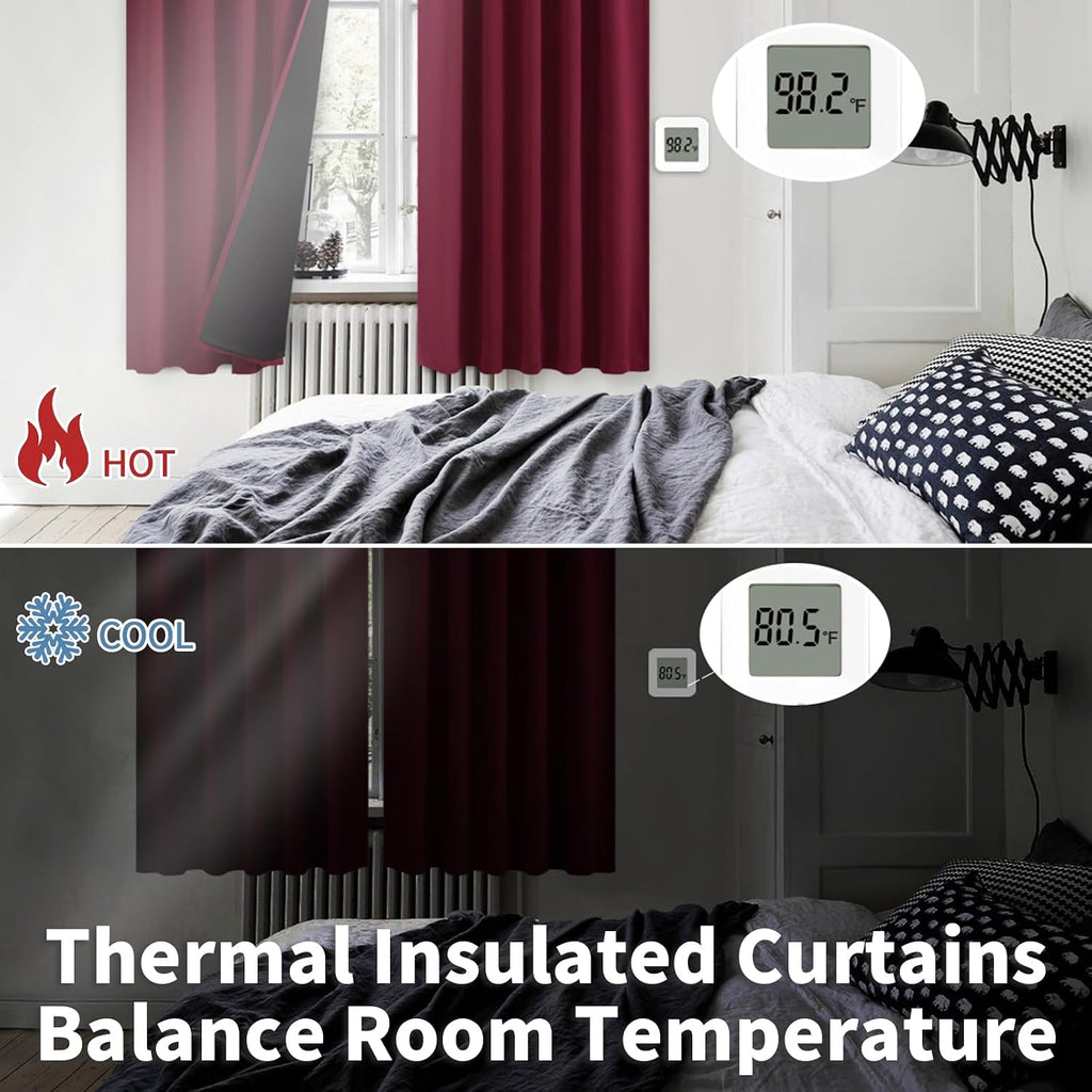 BGment Red Blackout Curtains 45 Inches Long with Thermal Insulation Liner, Christmas Blackout Curtains Rod Pocket Back Tab Room Darkening…
