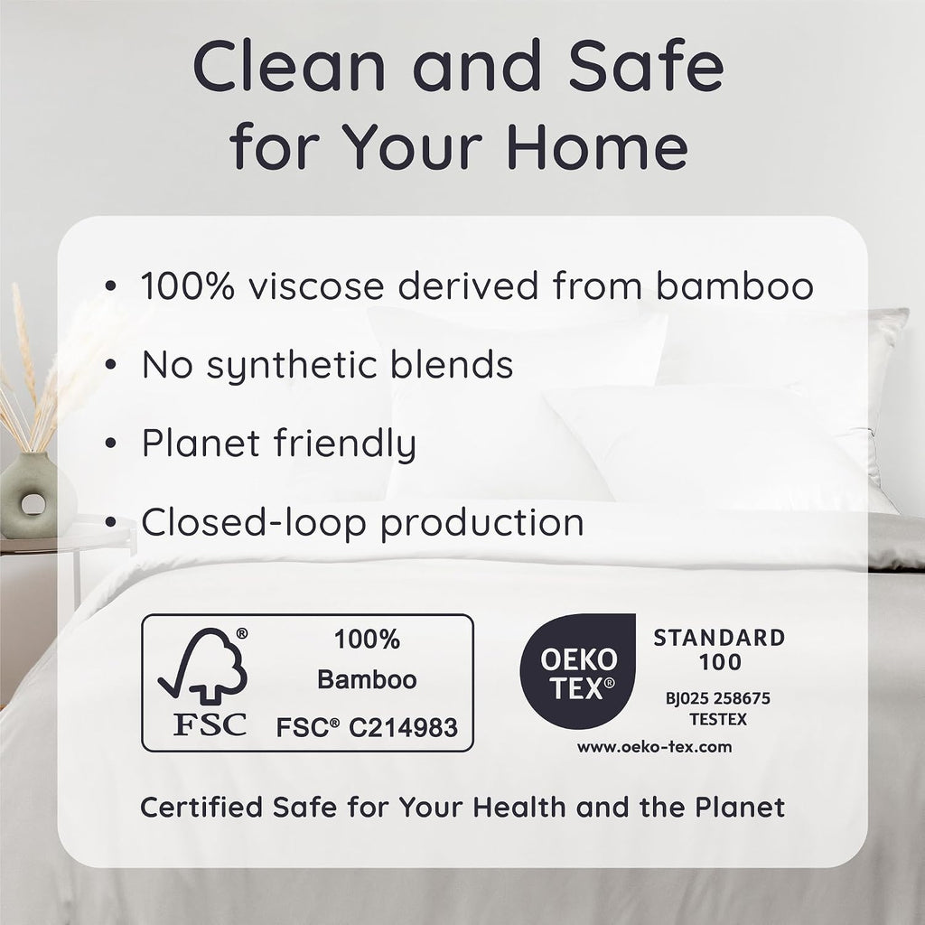 Bambaw 100% Viscose Derived from Bamboo Pillowcase Queen Size – Set of 2 Cooling Pillow Cases for Hair Protection, Envelope Pillow Cases Qu…