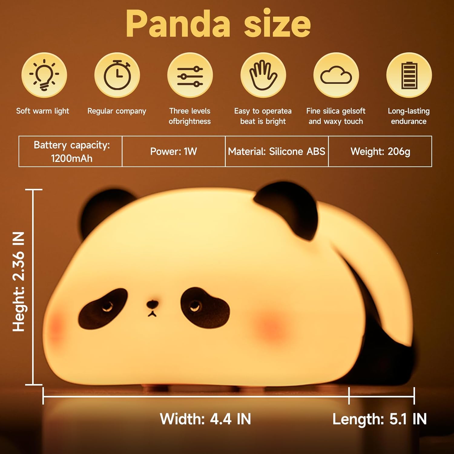 Cute Duck Lamp, Fun Lying Flat Duck Panda Night Light, LED Squishy Animal Novelty Lamp, Toddler Baby Night Light for Kids, Nursery Touch…
