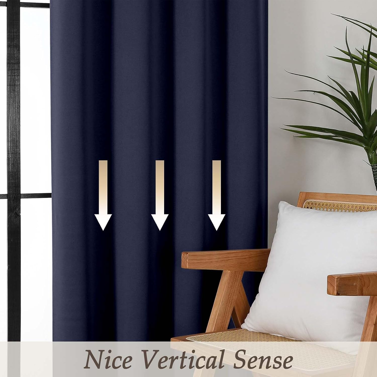 Gwine Navy Blue Blackout Curtains for Bedroom 96 Inch Length, Room Darkening Energy Saving Black Out Curtains for Living Room, Window…