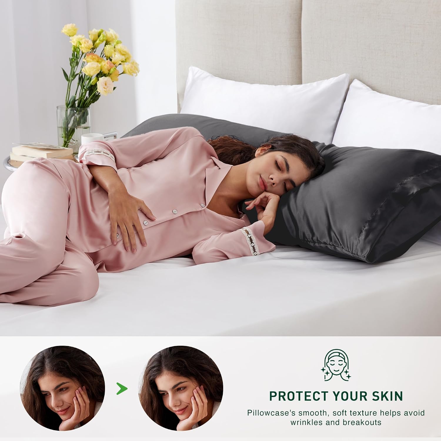 Lovescabin Love's cabin Satin Body Pillowcase 20x54, Cooling Pillow Cover for Hair and Skin, Silky Smooth with Envelope Closure, Similar to…
