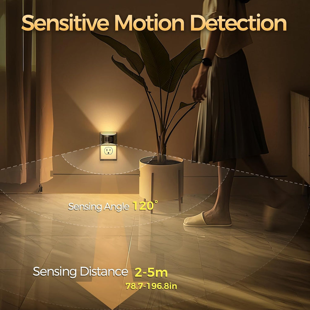 DORESshop LED Night Light[2 Pack], Night Lights Plug into Wall, 3 Mode Plug in Night Light with Motion Sensor, Dusk to Dawn Sensor…