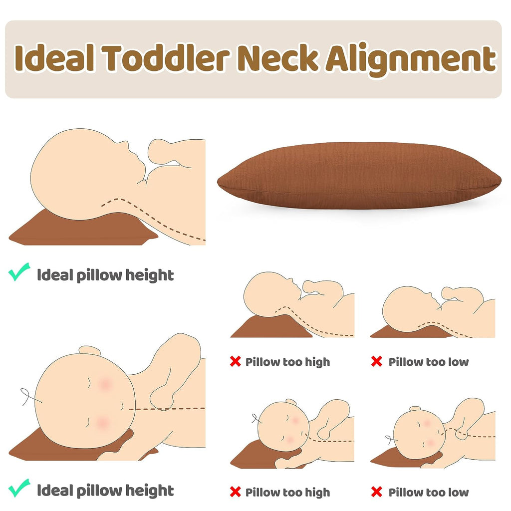 ProGoleem Pro Goleem Toddler Pillow with 100% Muslin Cotton Pillowcase – 13x18 Ultra Soft, Breathable & Machine Washable Kids Pillow for Sl…