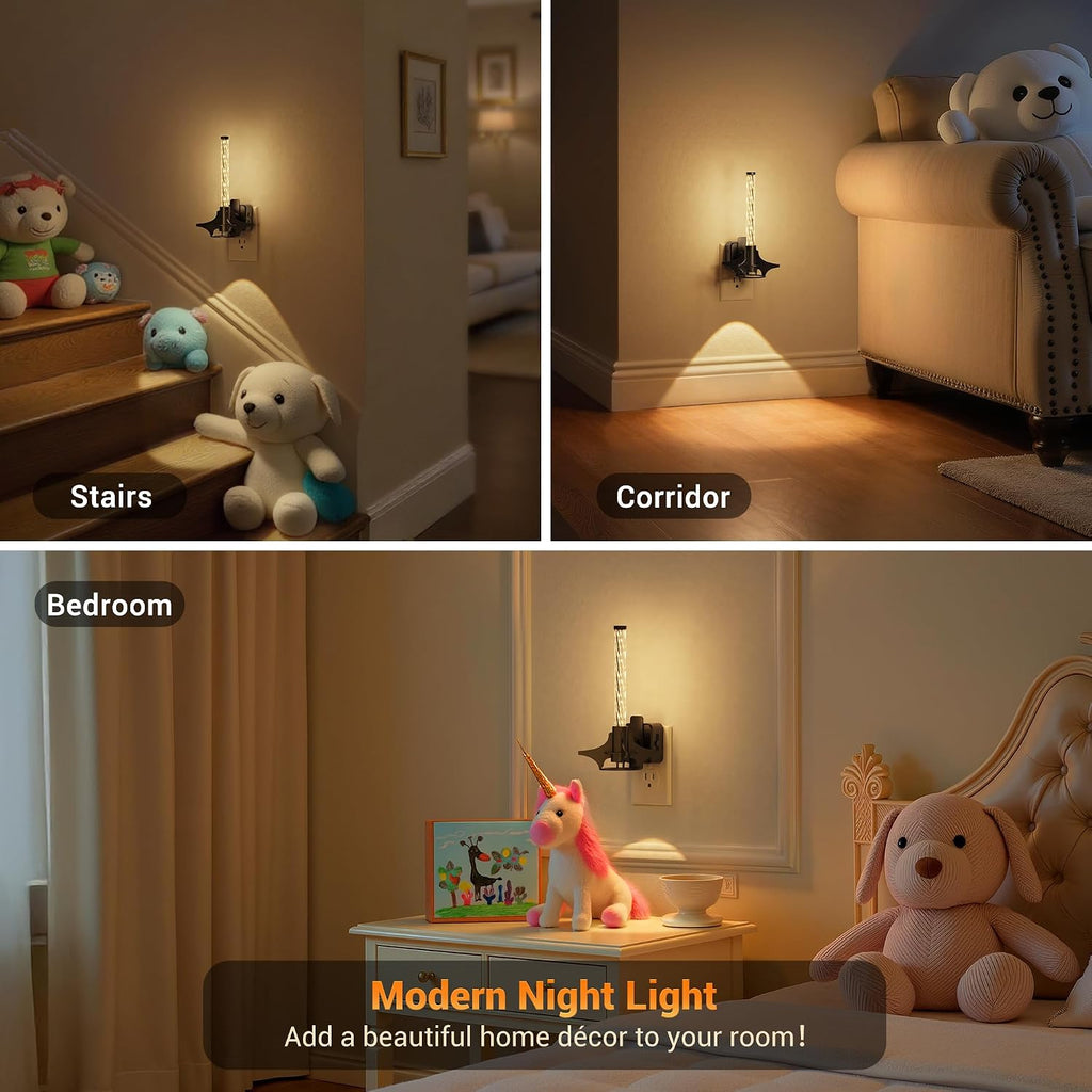 JandCase LED Night Light Plug into Wall, Dusk to Dawn Sensor, Dimmable 0-100LM Adjustable Brightness, 3000K Soft White Night Light for…