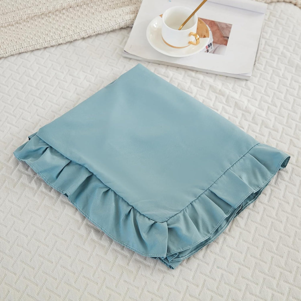 Merryword Dusty Blue Body Pillow Cover 20x54inches Long Pillowcase Ruffled Fringe Decor Sham Cute Pillowcase (1 Body) Blue